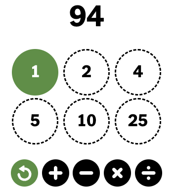 The first level of a daily Digits puzzle.